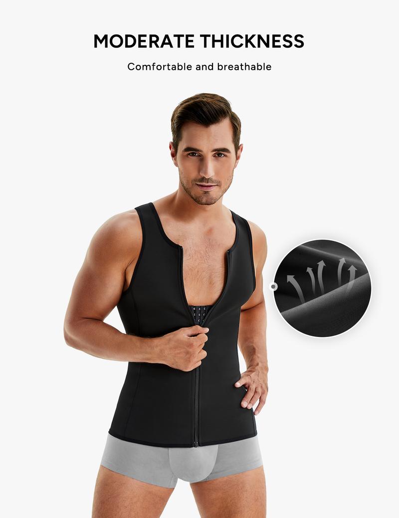 【Nebility】Men's  Waist Trainer Trimmer Compression Vest Steel Bone Support  Outdoor Sport Exercise Athletic Shapewear Fitness Zipper
