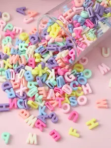 100pcs Acrylic Letter Beads, UV Coated, Large Hole, DIY Charms, 9x12mm, Macaron Color, Hollow Letters, Phone Chain Accessories, Initial Charm Beads
