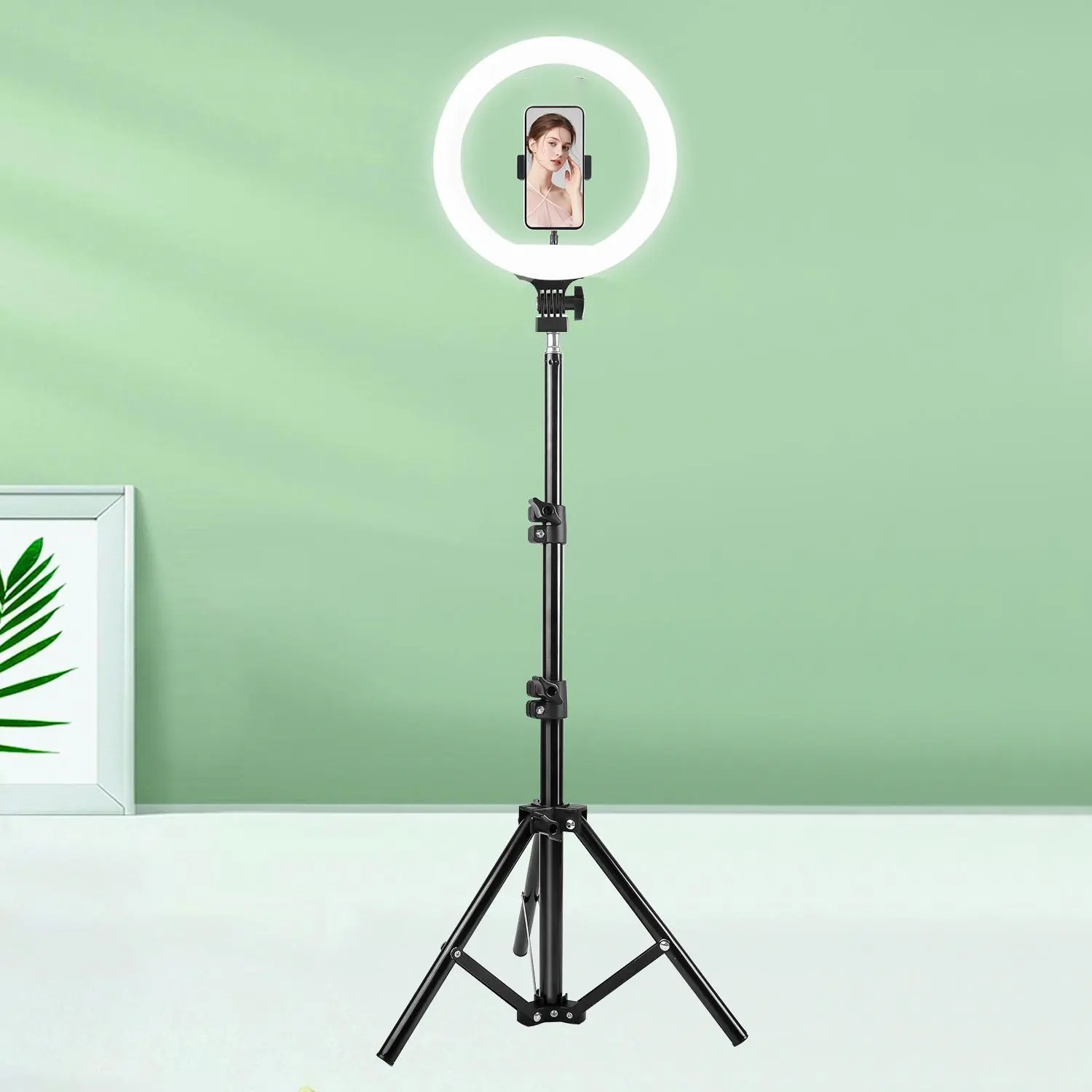 10 inch Ring Light with compact Tripod Stand & Phone Holder Tall 160cm/62.9", Large Professional Selfie Ring Lights for Phone, LED Standing Ring light group selfies for Makeup, Video, Streaming, Youtube stick