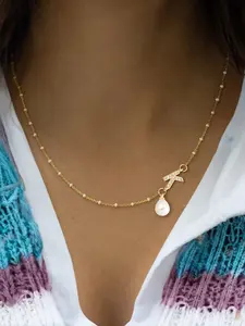 Women's Elegant Necklace with Zircon Letter Pendant, Stainless Steel Chain, Fashion Casual Jewelry for All Seasons