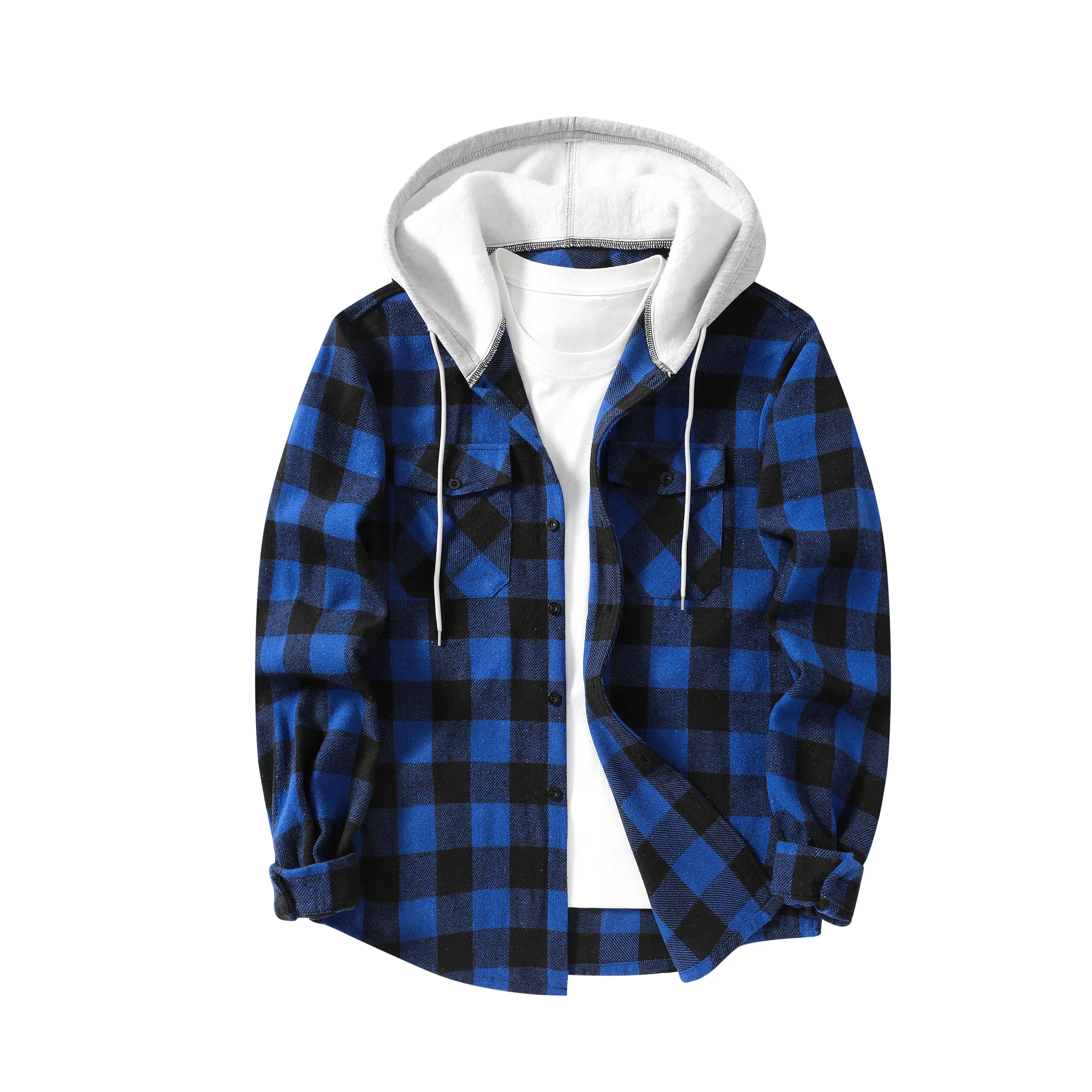 Men’s versatile hooded plaid flannel two-piece set featuring a loose-fit button cardigan that suits all body types; one jacket suitable for lounging, commuting, short workouts, and in-person dates. shirt men Men’s versatile hooded plaid flannel two-piece set featuring a loose-fit button cardigan that suits all body types; one jacket suitable for lounging, commuting, short workouts, and in-person dates. shirt men