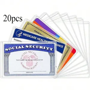 Social Security Card Protective Cover, 10/20pcs Transparent PVC Waterproof Plastic Cover, Suitable for Healthcare/Social Security/Business/ID/Credit Card, Office Stationery Supplies