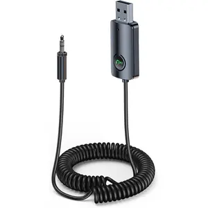 Aux Adapter for , Hands-Free Calling & Music AUX to  Adapter, 3.5mm Audio Receiver for  USB-, USB 2.0 to 3.5mm Jack Compatible with Speakers/ Stereo