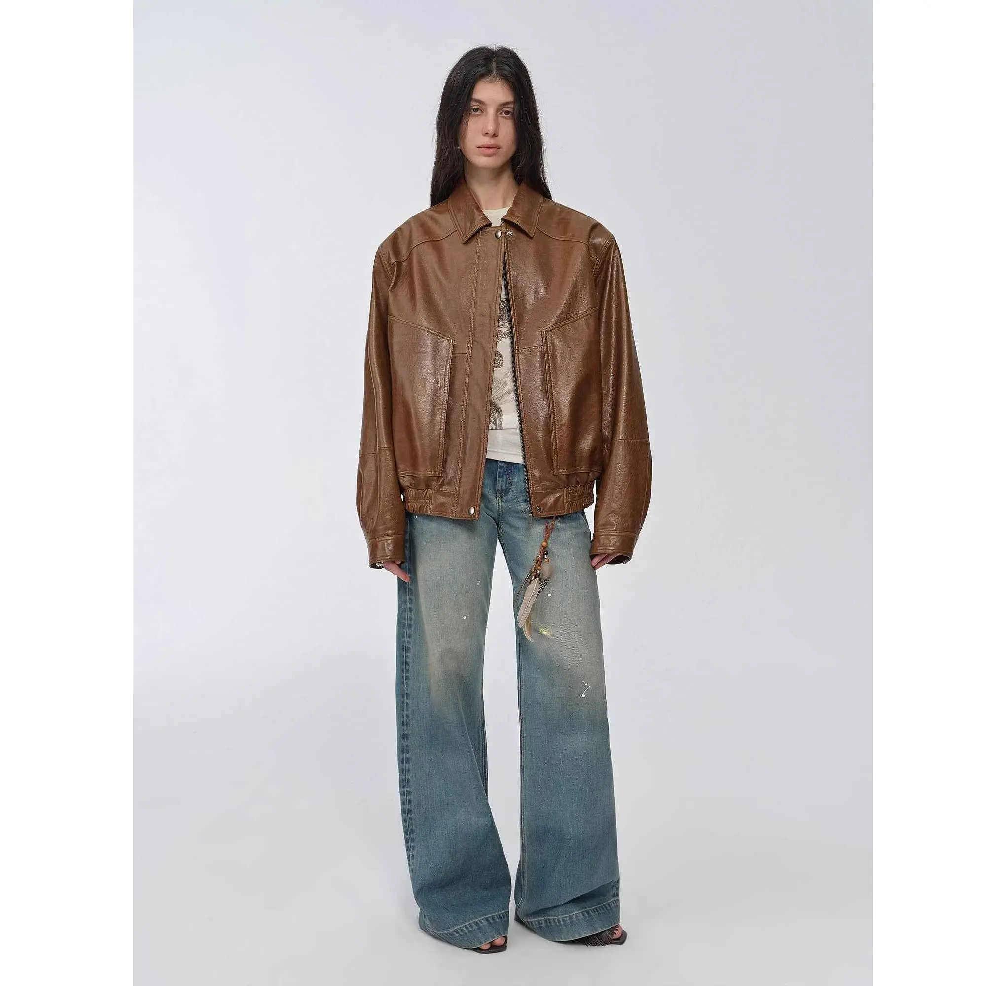 Fashionable Luke Imported Waxed Sheep Leather Work Jacket