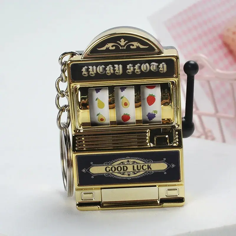 Fruit Slot Keychain, Key Rings, Lucky Casino Charm, Cute Bag Accessory, Novelty Pendant Gift, Perfect for Adults & Kids, Fun Jewelry Addition