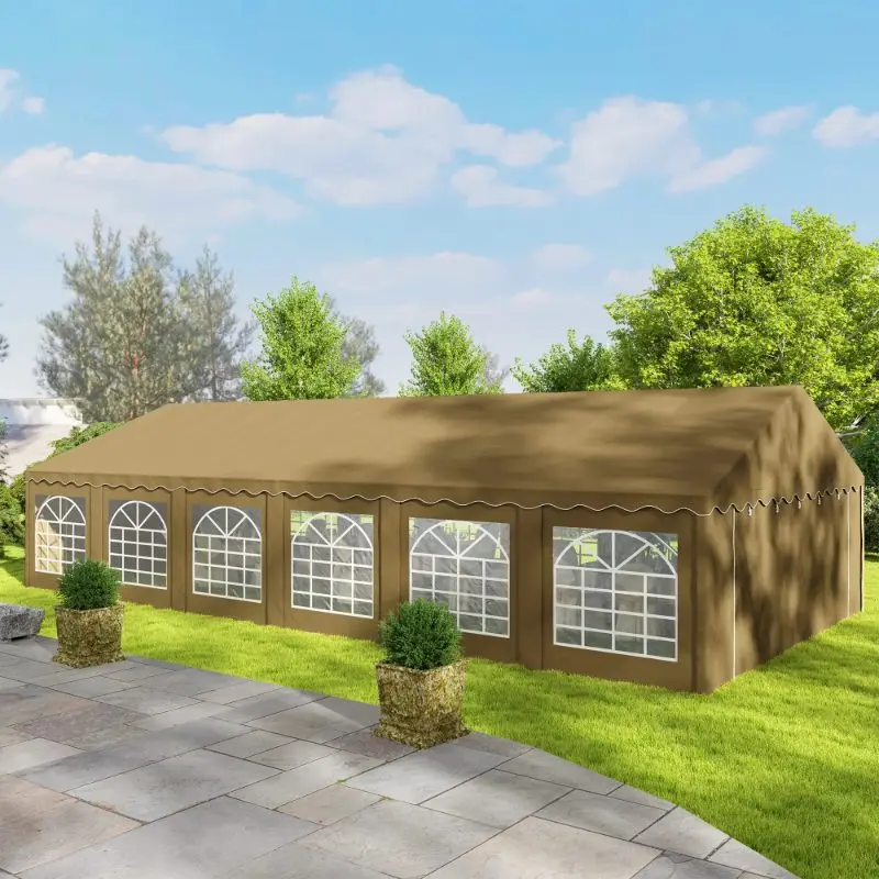20' X 40' Party Tent, Outdoor Canopy Tent with Removable Sidewalls, 12 Parties, Wedding, Events, BBQ, Brown
