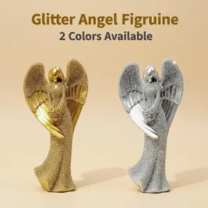 Guardian Angel Figurine, Sparkling Diamond Angel Sculpture, Blessing Gift, Perfect for Memorial & Home Decor, Decoration Accessory