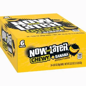 Now and Later Chewy Candy, Banana Flavor, 0.93 Ounce Bars (Pack of 24)
