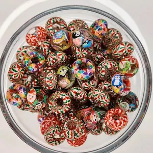 Christmas Beaded Pen Spacers - 20 Pieces, Acrylic Mix, Lightweight & Durable, Festive Red Green White Silicone, Flexible for DIY Jewelry Making