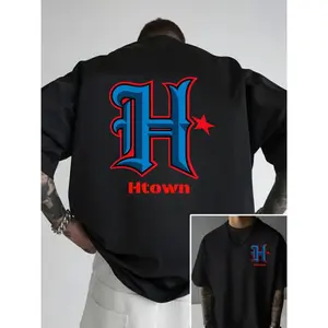 Houston H Town Graphic T Shirt   Moisture Wicking Retro Sports Tee with Bold Blue, Red H Design  713 Area Code, Fashion Cotton, Full Colors, Full Sizes, For Men, For Women