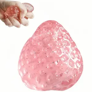 Jingxi technology 【2025 New】MOBECK 2.76 In Handmade Strawberry Taba Squishy Toys, Cute Strawberry Squeeze Toys, Kawaii Strawberry Squishies Fidget Toys, Strawberry Jelly Squishy Funny Novelty Things Suitable for Office School (Crystal Clear
