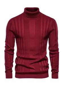Men's Solid Turtleneck Sweater, Regular Fit Casual Long Sleeve Jumper for Fall & Winter, Men's Knitwear for Daily Wear