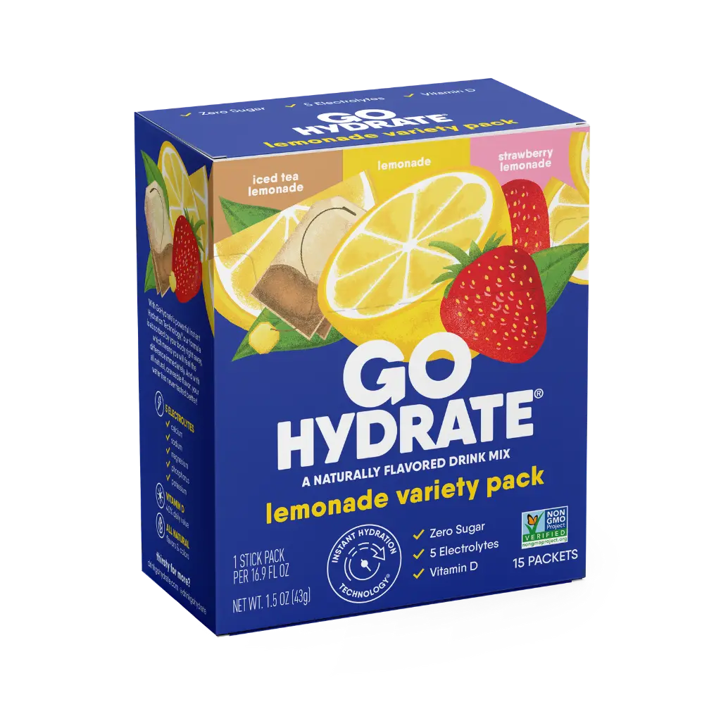 GoHydrate Electrolyte Drink Powder - Lemonade Variety Pack (15 Count)