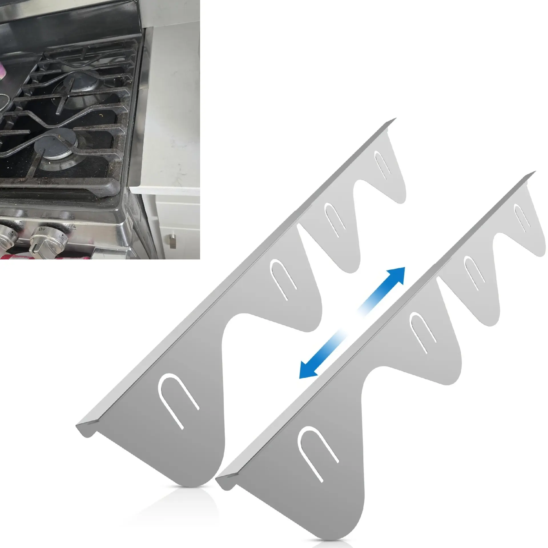 Stainless Steel Stove Gap Covers,Stove Gap Filler, Range Trim Kit, Stove Gap Guards, Heat Resistant and Easy to Clean, Easy retractable Length 13.8" to 27.5", Width 0.79",Silver(2PCS) Blender Blade Household Appliances