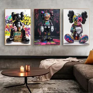 Graffiti Kaws KAWS Poster Set of 3, Minimalist Hypebeast Kaws Figure Poster Unframed