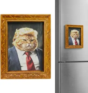 Funny Cat Parody Fridge Magnet, Mini Framed Art Refrigerator Magnet for Kitchen, Locker, Whiteboard Decor, Cat Lovers Humorous Gift