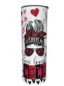 One Loved Mama - VDay Valentines Day - 20oz oz 20 oz. 20oz. Skinny Straight Sublimation Tumbler - Amy's Tumbler Junkies - Your Favorite Tumbler Shop!