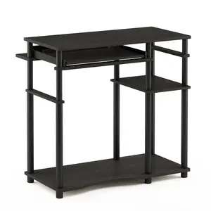 ABBOTT Espresso Seated Desk - 31.5-in Minimalist Modern Style Desk with Retractable Keyboard Tray, Storage Shelf for Bedroom, Home Office Setup Efficiency, Minimalist Modern Desks, Modern Style Desks