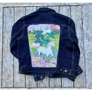 Strands of Gold Upcycled Denim Jacket