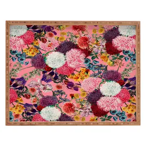 Deny Designs Bamboo Tray -Floral Pink by Burcuorkmazyurek