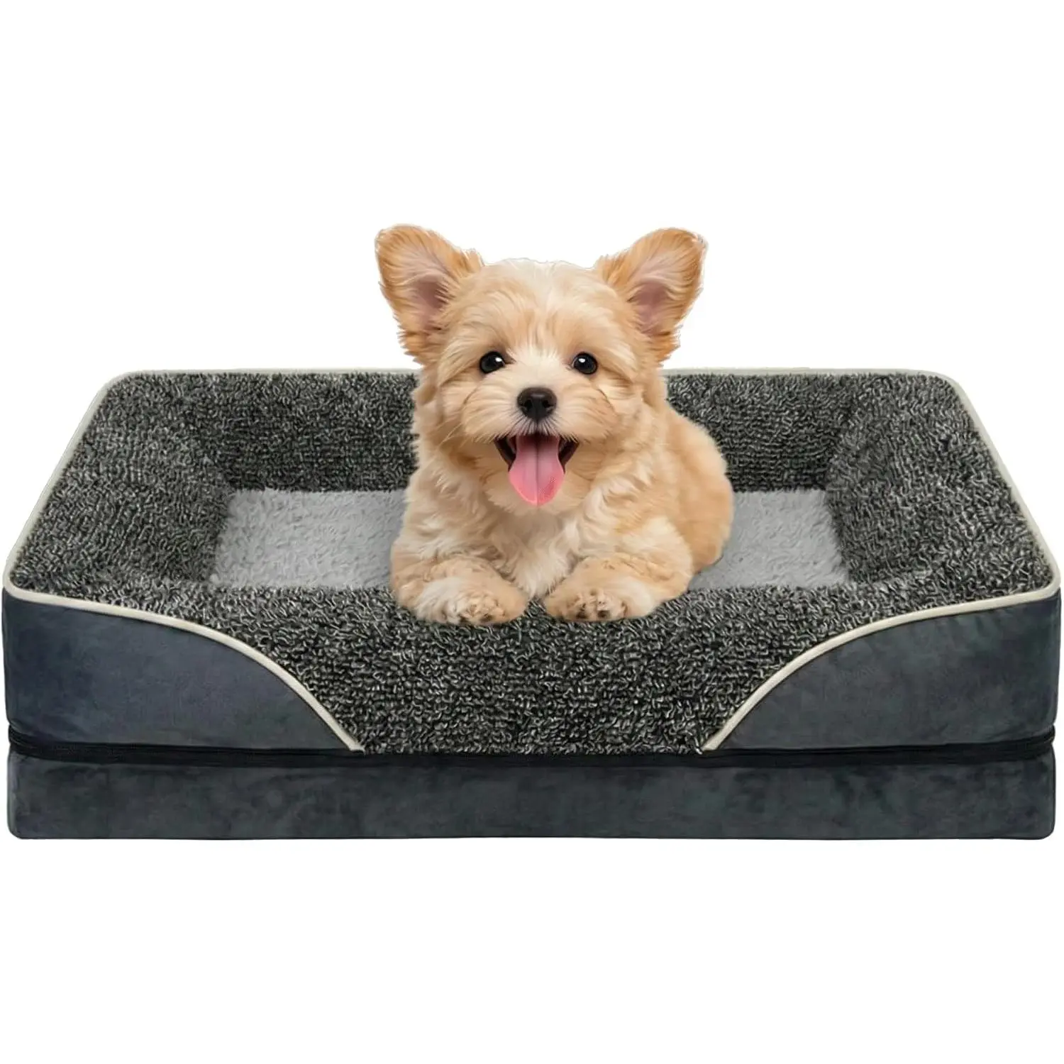 Norvianic Orthopedic Dog Bed with Egg Crate Foam, Washable Waterproof Liner Pet Bed with Removable Cover and Non-Slip Bottom for Medium Dogs