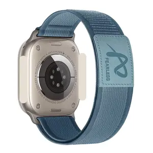 Fearless Trail Loop Nylon & Leather Watch Strap, Stylish Wearable Accessories, Multi-Size Lightweight 3pcs-d Accessory with Real Leather Buckle - Comfortable, Durable, Multiple Colors, Compatible with 44-49mm Smart Watches