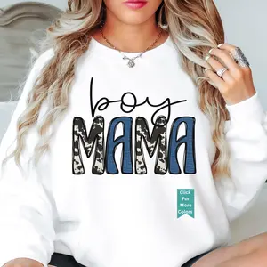 Boy Mama Sweatshirt - Oversized Mama Crewneck, Boy Mom Hoodie, Funny Momma Sweater, Gift for Moms Womenswear Tops