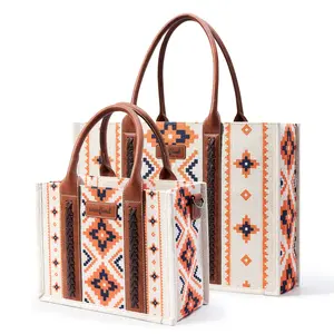 Vintage Western Shoulder Bag, Bohemian Aztec Pattern, Handmade Leather Tote, Handmade Leather Shoulder Purse for Women