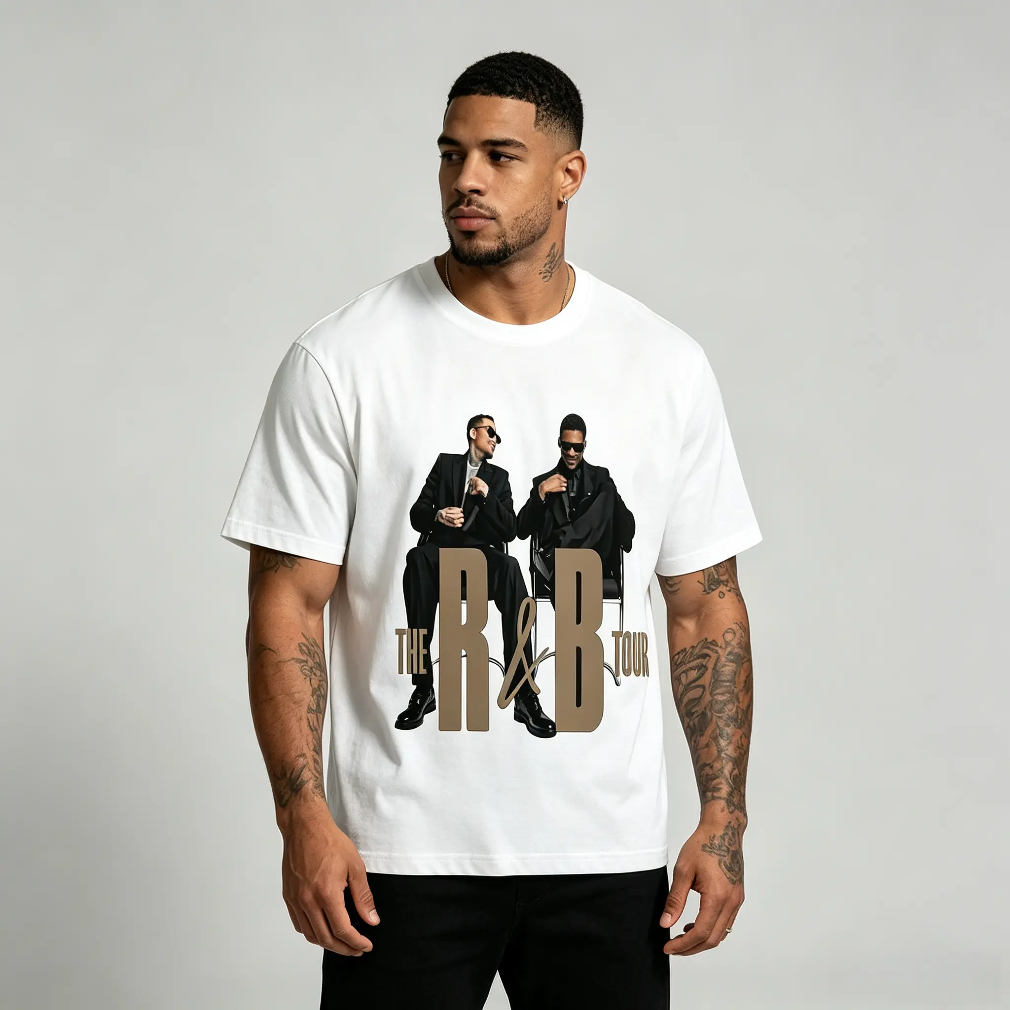 The R&B Tour Graphic Short Sleeve Tee, Vintage Hip Hop Streetwear Casual Oversized T-Shirt, Unisex Trendy Concert Outfit Daily Street Top