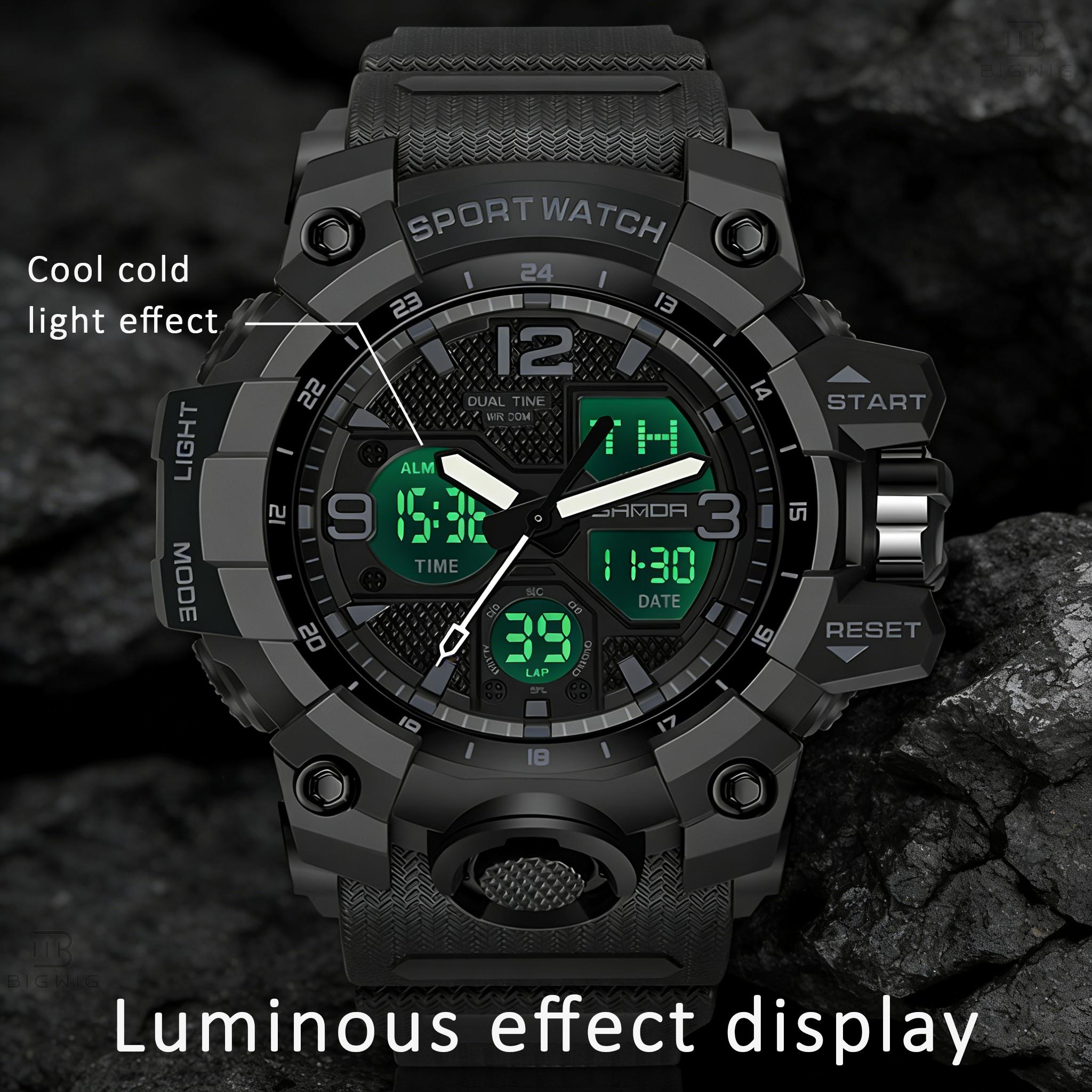 Men's Digital Sport Watch Water-Resistant Wristwatch with Dual Display for Outdoor Fitness Activities & Active Lifestyles,Christmas gift