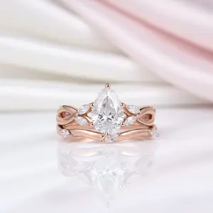 14k Rose Gold 1.5ct Pear Cut Diamond Option Ring Set
