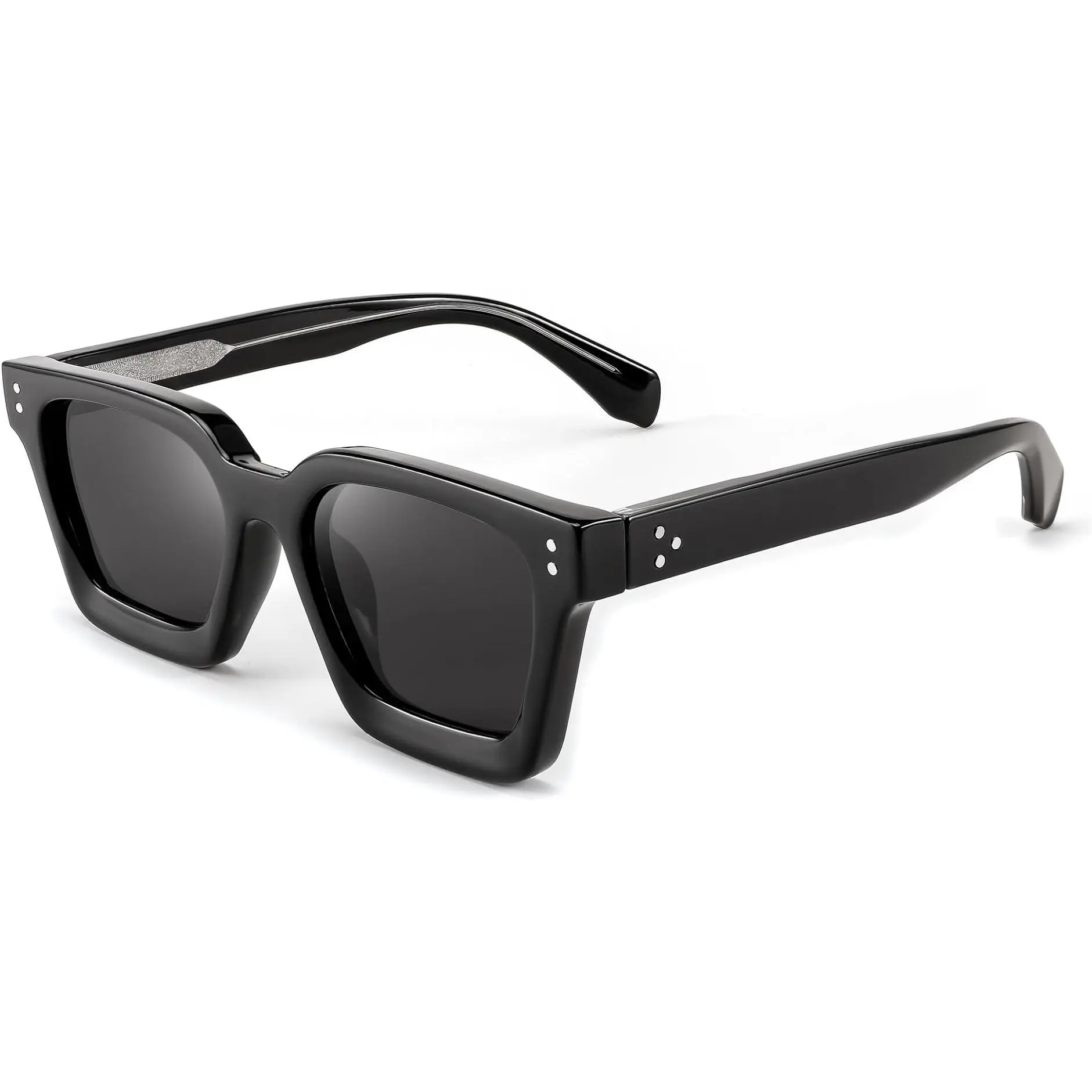 Sunglasses Men Women Polarized, Chunky Square Thick Frame, Rectangle UV400 Shade Sun Glasses B2396