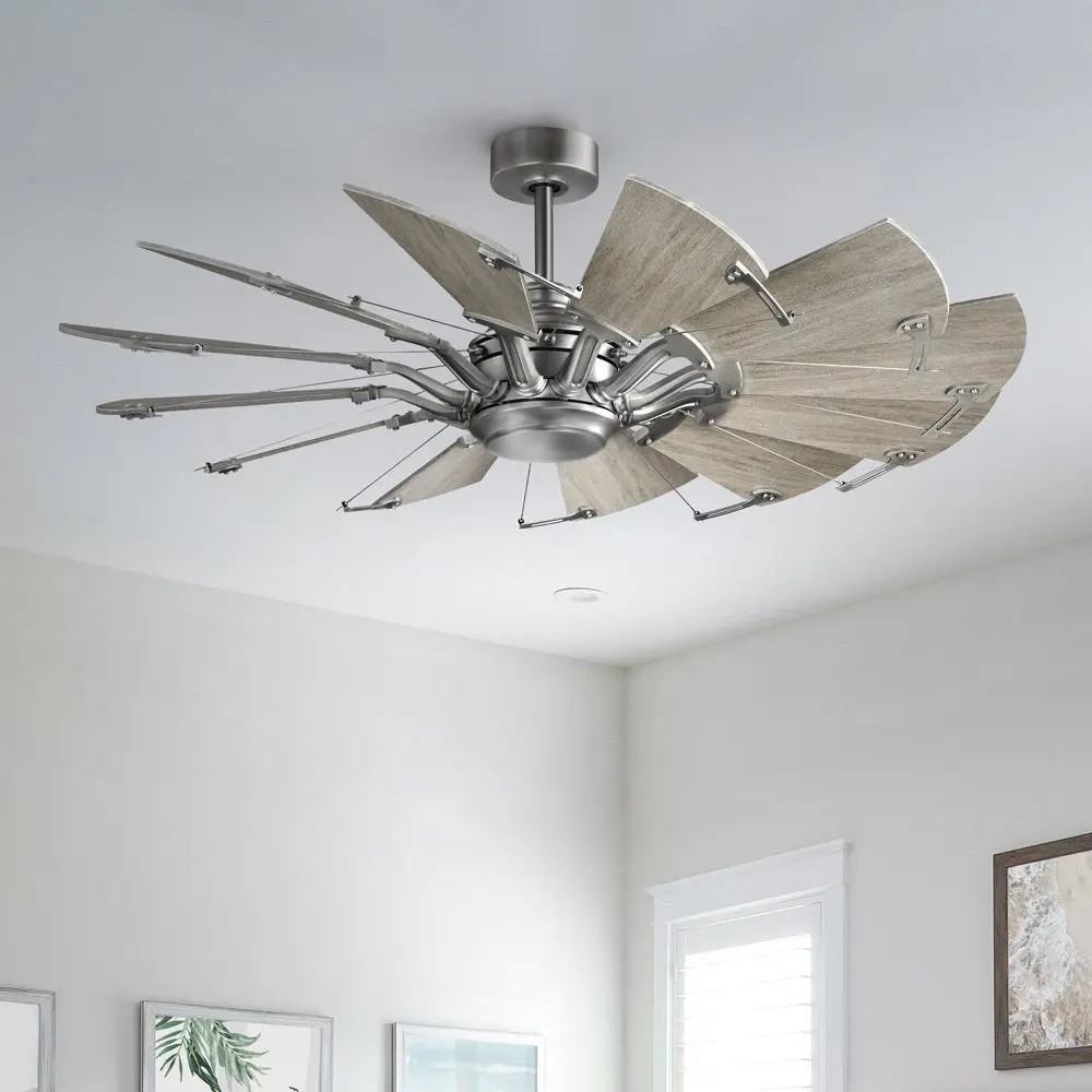 UHP9021 Traditional Indoor Ceiling Fan, 17.3"H x 60"W, Aged Nickel, Saybrook Collection