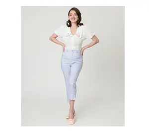 Disney x Unique Vintage Blue Gingham Rachelle Capri Pants