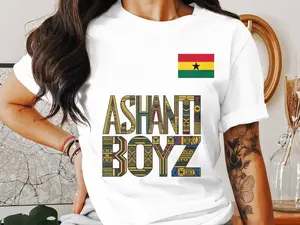 Ashanti Boyz T-Shirt, Unique African Print Pattern, Ghana Flag Design, Tribal Themed Shirt, Cultural Clothing, Creative Graphic Tee