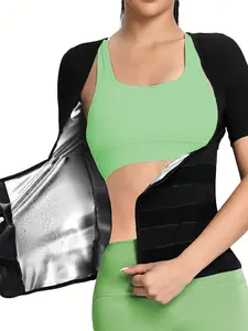 Sporty Women's Plain Adjustable Velcro Closure Open Bust Sauna Tee, Sport Short Sleeve Sauna Top for Gym Workout, Ladies Sportswear for All Seasons, Gym Workout Tops