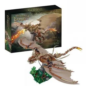 Mechanical wind Dragon Building Blocks Set - Collectible Medieval Dragon Model with Movable Wings & Joints, Premium Building Kit with Display Stand, Perfect Hobby Gift for Adults and Teens 886 PCS