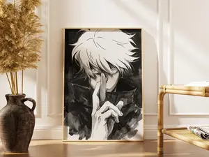 [Sale up to 50%] [Free Ship] Gojo Satoru Poster – Jujutsu Kaisen Wall Art, Anime Black White Print, Domain Expansion Scene