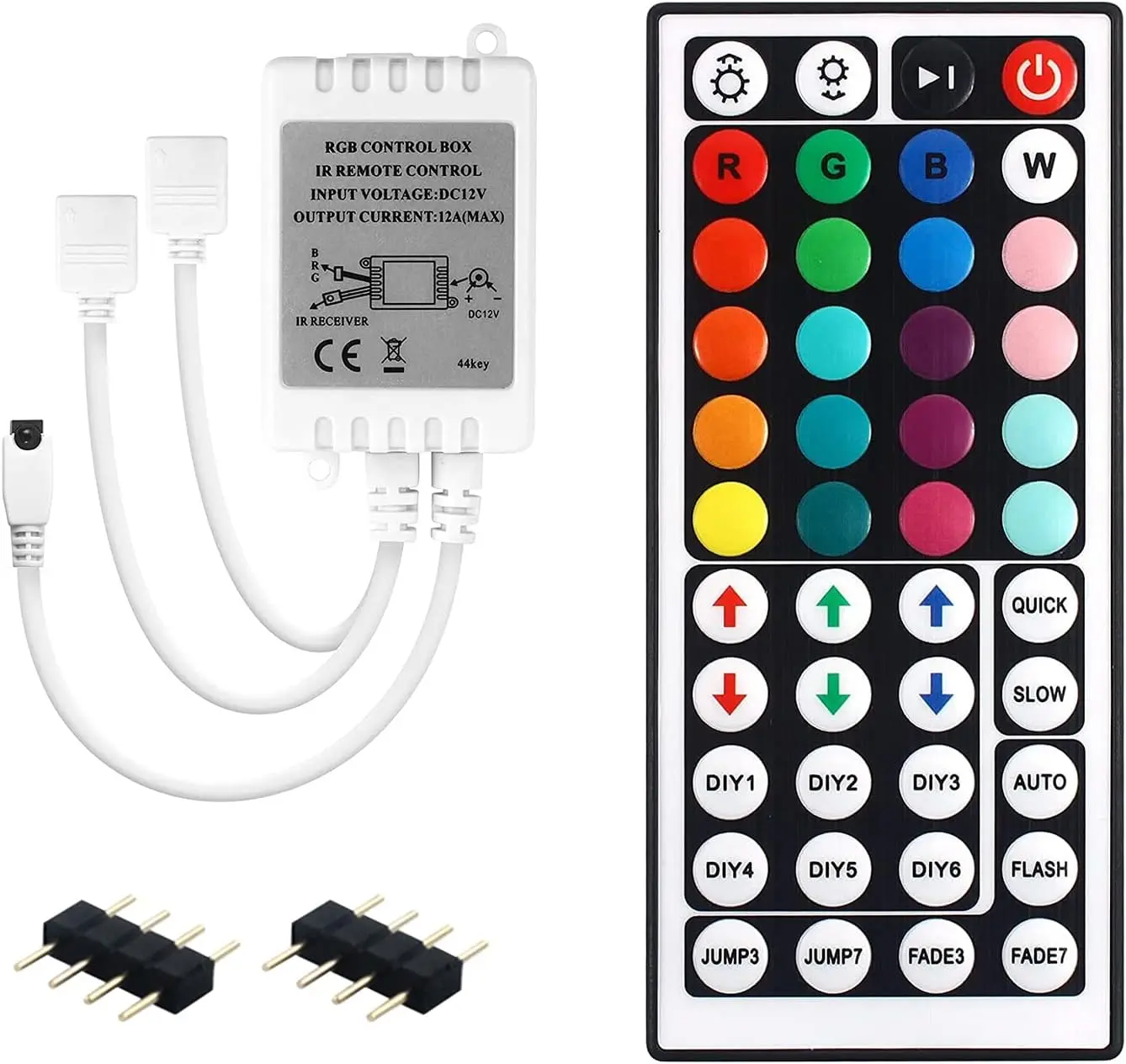 Dual Outputs 44  IR Remote Controller 4 Pin 2 Ports RGB Control Box RGB LED Strip Light Controller with WirelessReceiver for RGB 5050 3528 LED Strip Lights