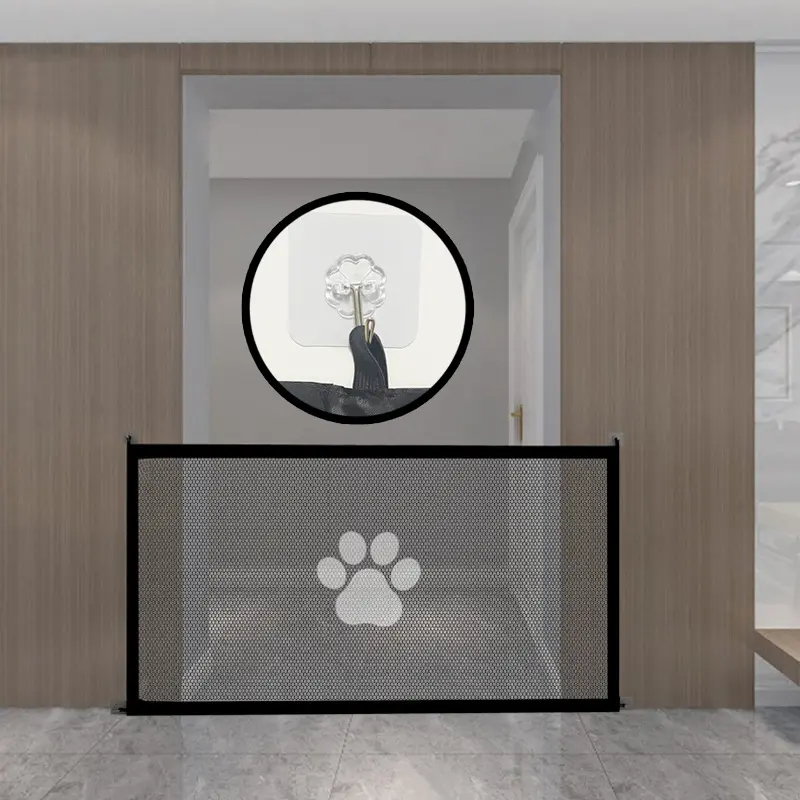 Automatic Pet Gate Retractable Safety Barrier Adjustable Width No Drill Needed Easy Install for Indoor Outdoor Dog Cat Puppy Pet Proof Your Home