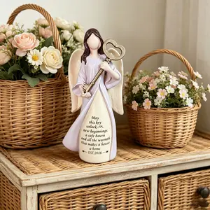 Elegant Resin Angel Statue, Hand Carved Painted Sculpture, Home Decor or Garden Ornament, Moving Gift, Living Room Decoration