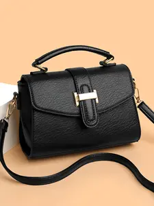 Fashionable textured lychee pattern handbag, metal lock design, simple  versatile crossbody small square bag, retro  simple style handbag crossbody daily commuting small bag, suitable for office workers, shopping, etc.