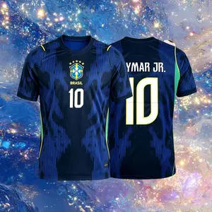 2026 Brazil National Away Blue Neymar Vini Raphinha Short Sleeve Soccer Jersey Fans Version