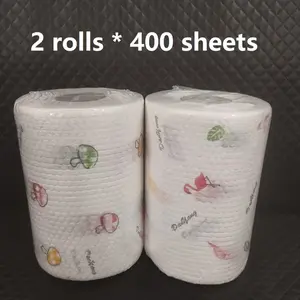 disposable 800 Sheets Disposable Kitchen Towels, PET Material, Continuous Roll, Absorbent Cleaning Cloths, Multipurpose, with Random Pattern for Wiping, Dusting, and Polishing, for Home and Party Use