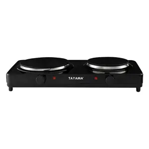 Tayama THP-3 Dual Burner Diecast Hot Plate with Temperature Controls, Black