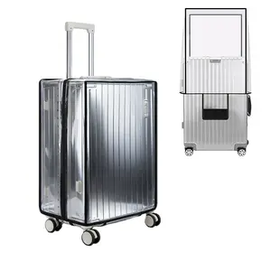 Transparent PVC Luggage Protector Cover, Zipper Design Easy Install, Durable Scratch-Resistant Waterproof, Wide Velcro + Bottom Elastic Bands Reinforced, Travel Essentials