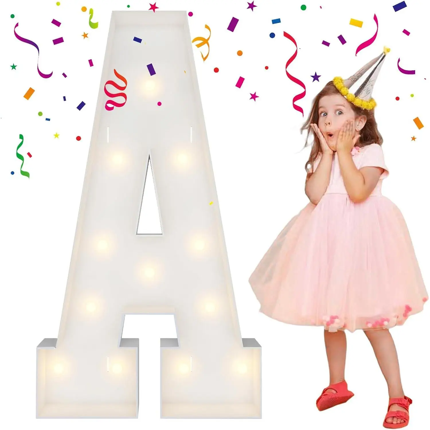 4FT Marquee Light Up Letters, Large Marquee Letters, Mosaic Balloon Frame Letters Big Letters For Engagement Wedding Decorations Birthday Party Backdrop Decor, Balloon Arch Kit Letter A