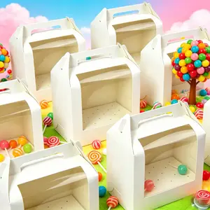 5/1pcs White Cardboard Handheld Lollipop Boxes with Clear Window, Visible Display Boxes for Strawberry Chocolate Candies & Handmade Gifts.needoh.paper plates