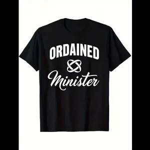 Men'S & Women'S Ordained Minister T-Shirt - Unisex Crew Neck Short Sleeve Clergy Apparel with Bold White Ordained Minister Print, All-Season Casual & Church Wear, Durable Christian Ministry Gift for Clergy, Ministers