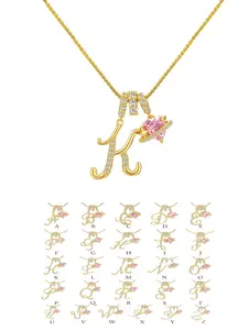 Copper A-Z Initial Letter Pendant Necklace for Women, Heart Zircon Box Chain Choker, Adjustable Length, Fashion Jewelry, Letters Necklace